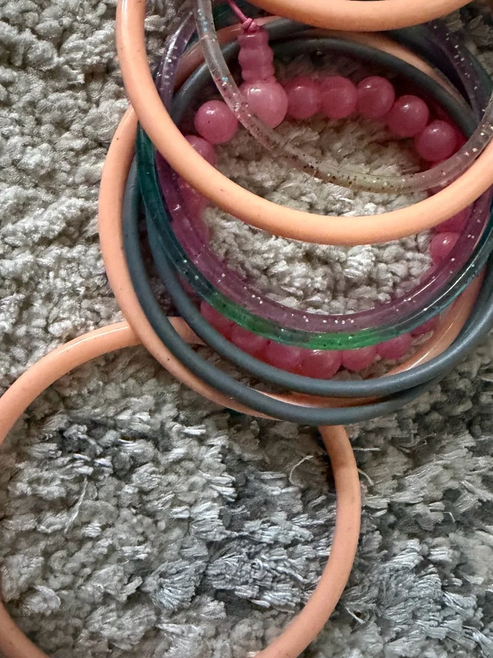 Multicolor Women’s Bangle Bracelet Set - Peach, Teal, Yellow, Gray, Pink